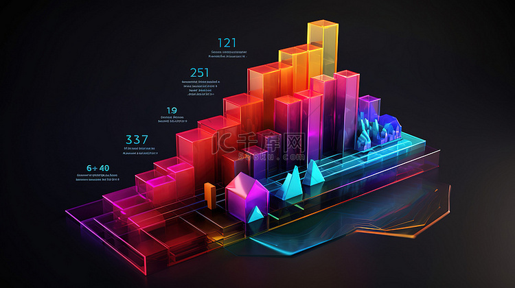 信息图表的 3D 渲染设计元素