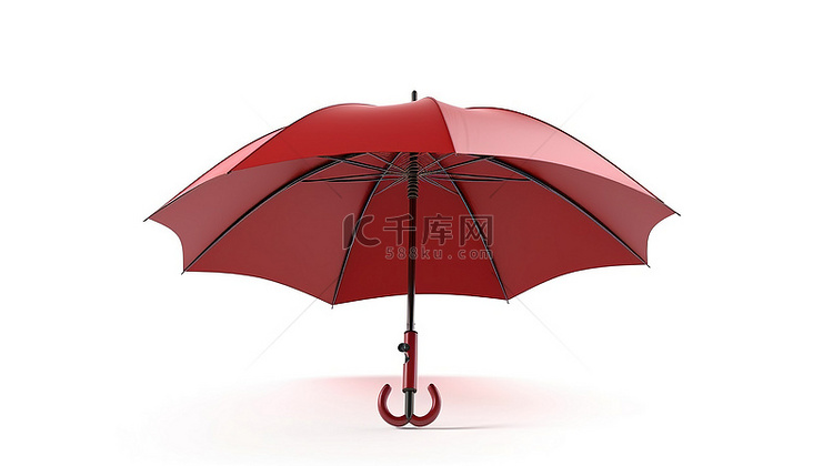 精致的红伞在白色背景中独立展开
