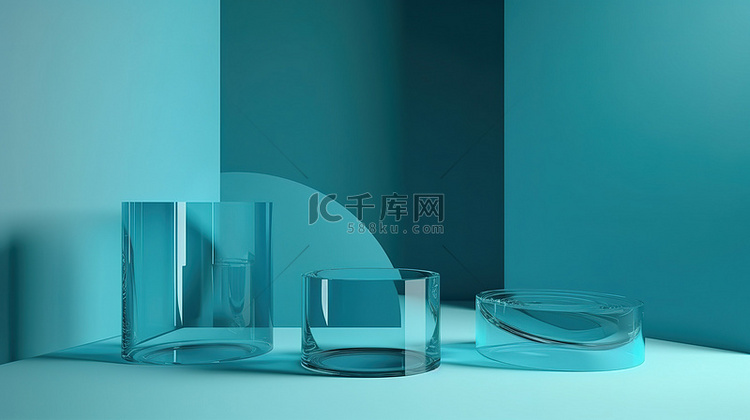 用于产品展示的玻璃背景几何讲台