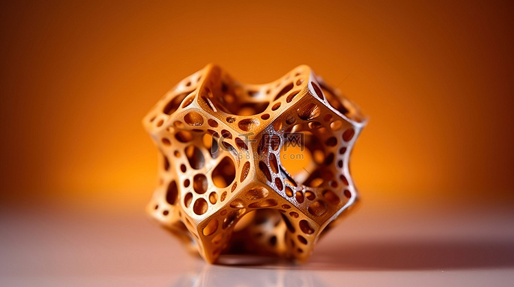 孤立的 3D 打印抽象棕色物体