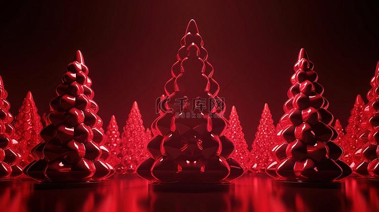 红色的概念圣诞树节日季的节日 
