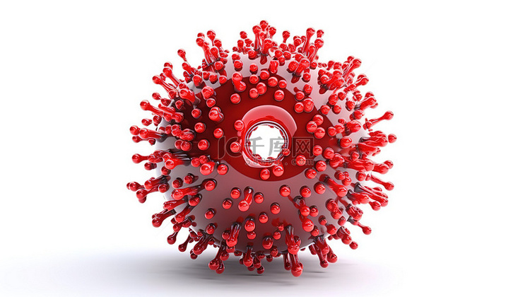 白色背景下分离的红日冕病毒细胞