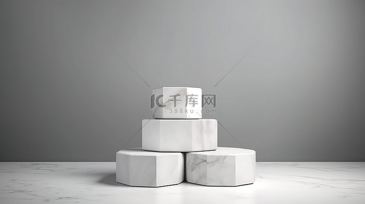 白色大理石六边形讲台的优雅极简