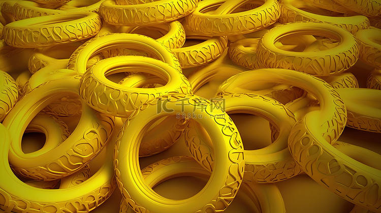 3D 中的黄色环形图案充满活力