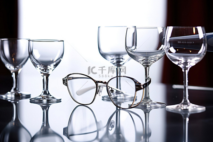 桌子上不同的玻璃杯