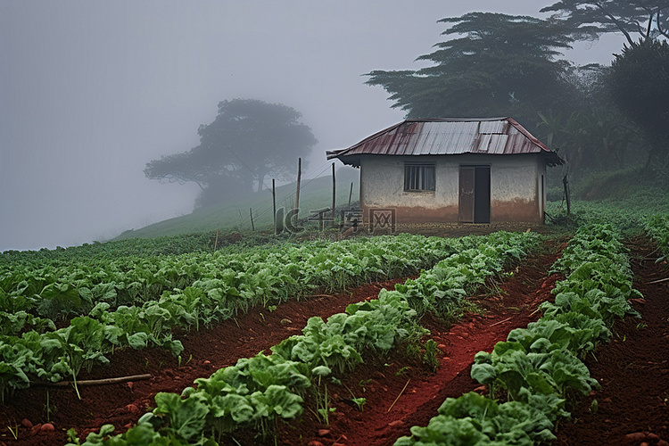 雾气中的小农场