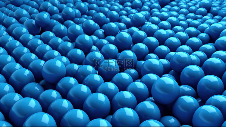 波纹蓝色表面与立方体和球设计引