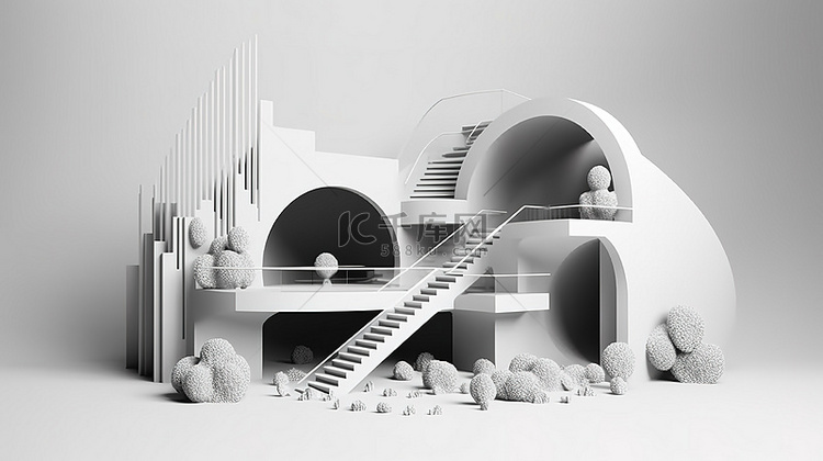 简化的 3D 建筑抽象 3D 
