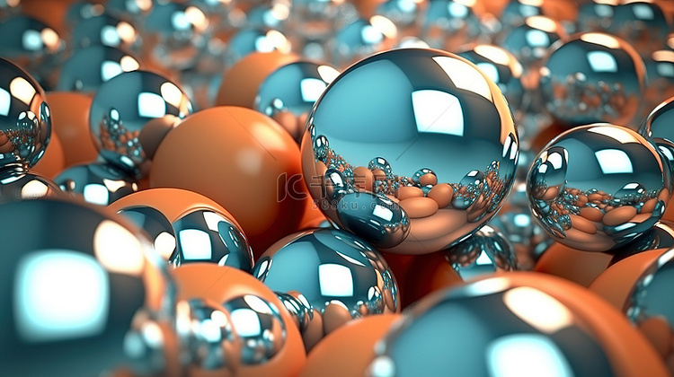 动态 3D 插图球体在运动中相