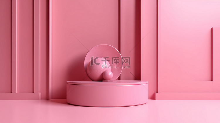抽象粉红色 3d 渲染背景上的
