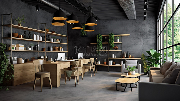 咖啡店合作空间的现代简约室内设