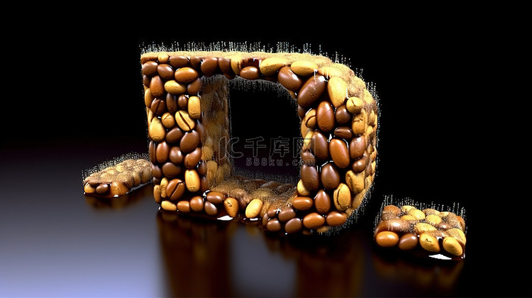 3d 渲染版式咖啡豆形成“滴水