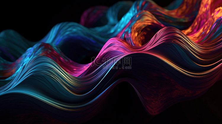 现代 3D 渲染背景彩色波浪扭