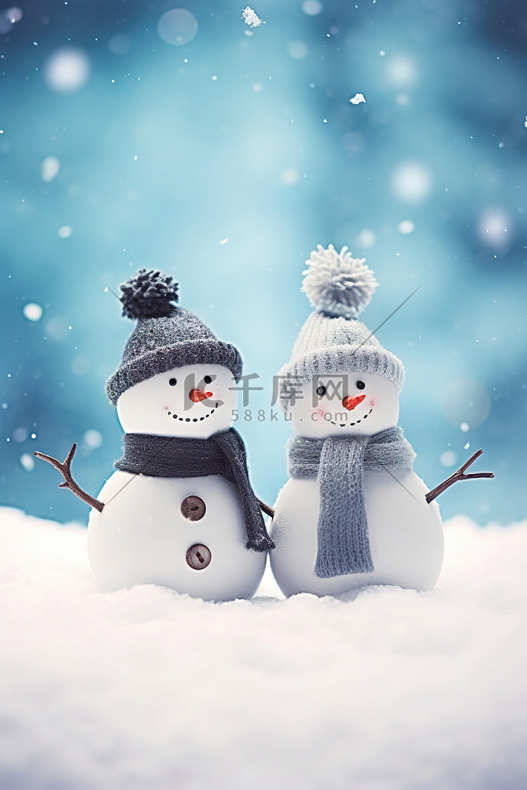 雪圣诞节的两个雪人