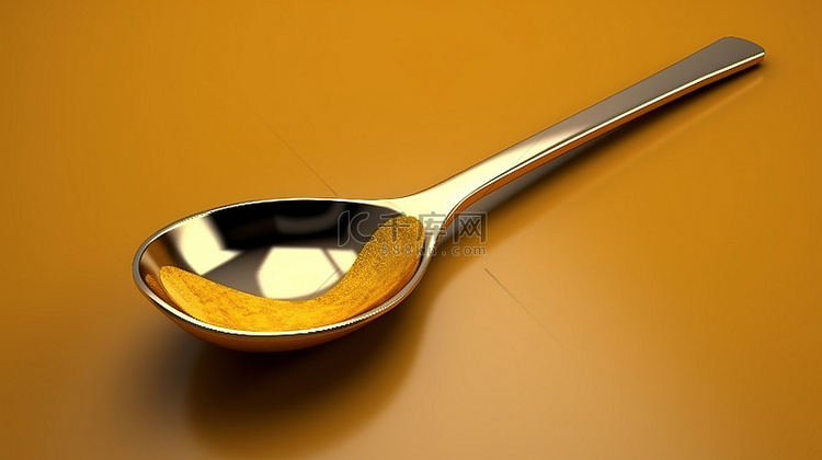 3D 渲染的金色勺子，用于时尚