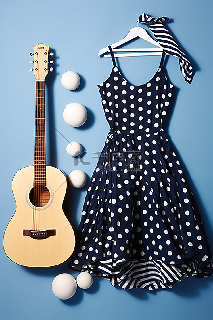一件衣服一把吉他和两件海滩风格