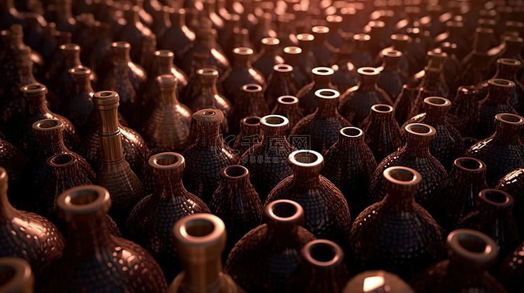 一堆酒瓶的 3D 可视化