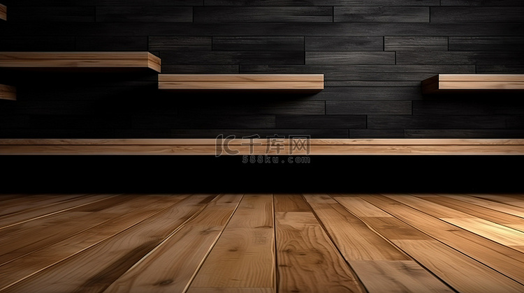 产品展示背景 3d 木架子和桌
