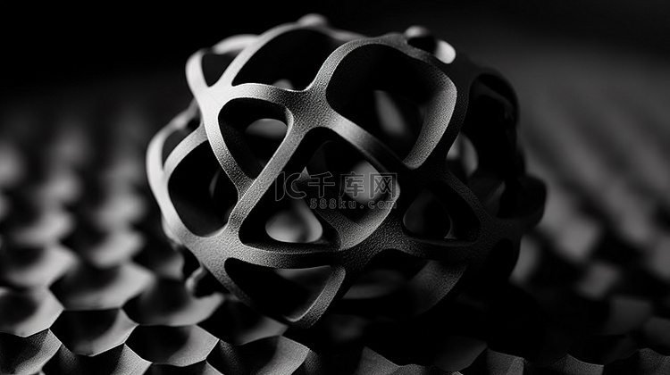 3D打印的黑色抽象形式