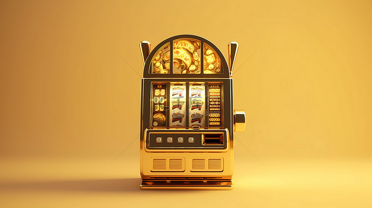 3D 渲染的在线赌场老虎机在金