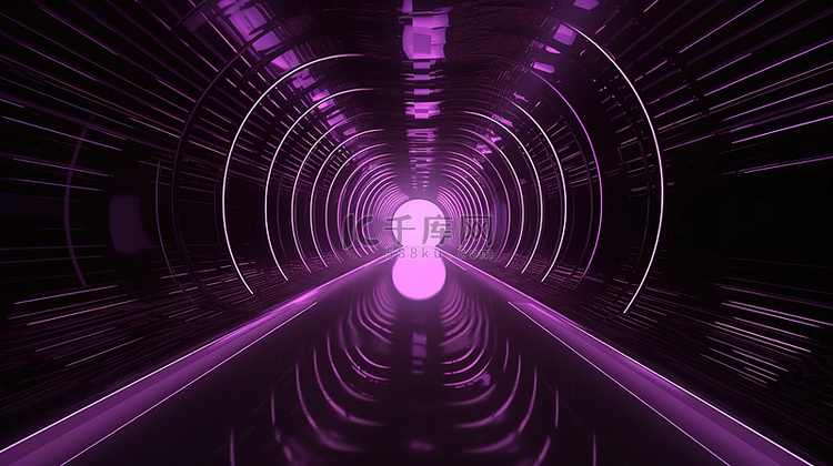 用 4k 超高清 3D 紫色隧
