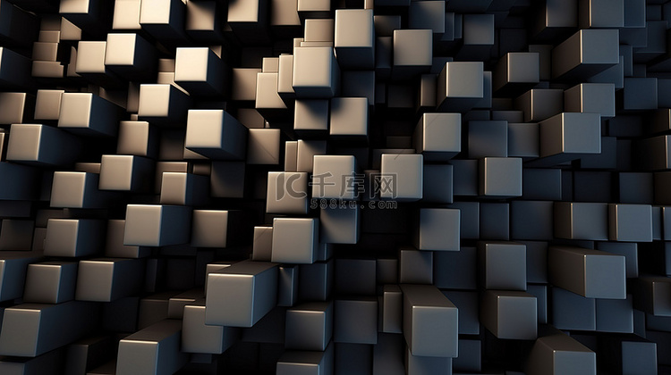 盒壁的黑色立方体畸变混沌 3D
