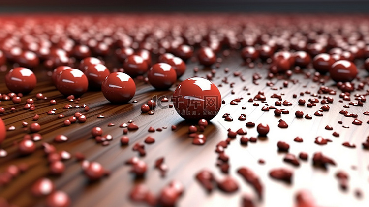 放在地板上的巧克力球的三维渲染
