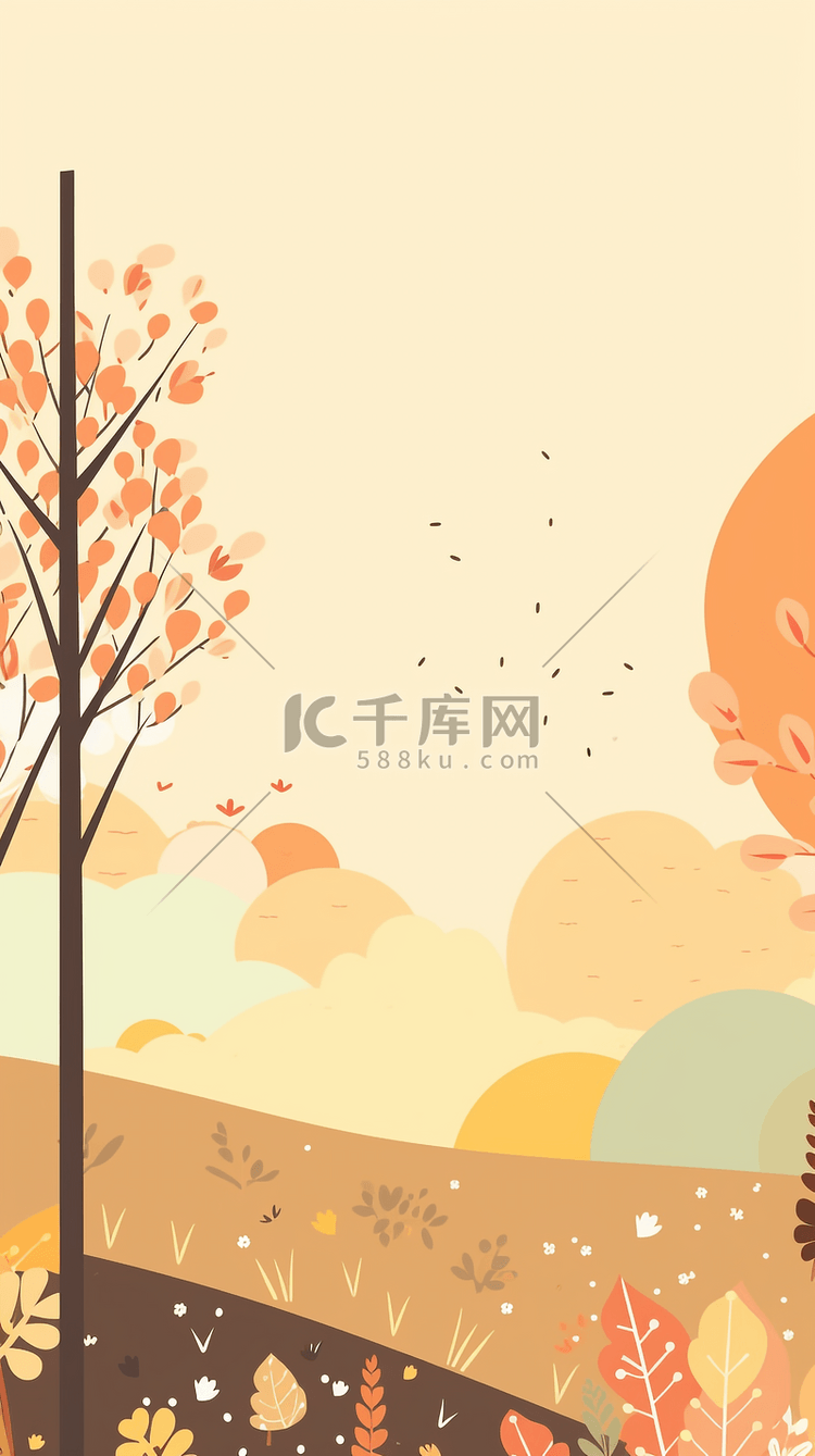 田野树叶秋天风景简单背景自然背