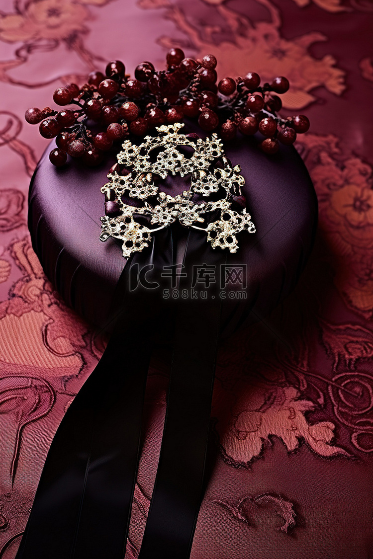紫红色和黑色装饰的王冠