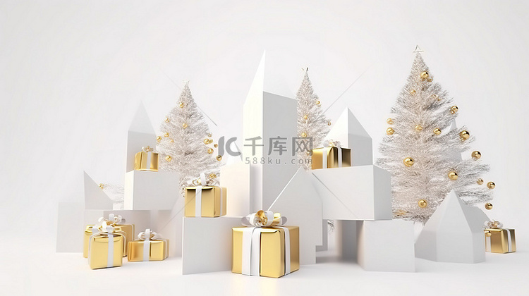 圣诞快乐洋溢着五颜六色的礼盒，