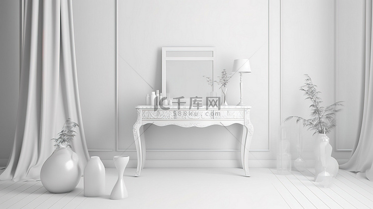 装饰艺术风格的卧室梳妆台配有白