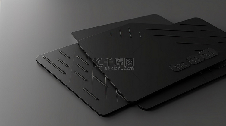 灰色背景，带有黑色空信用卡模型