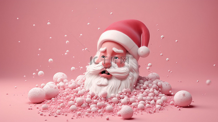 3D 渲染的粉红色背景上的圣诞
