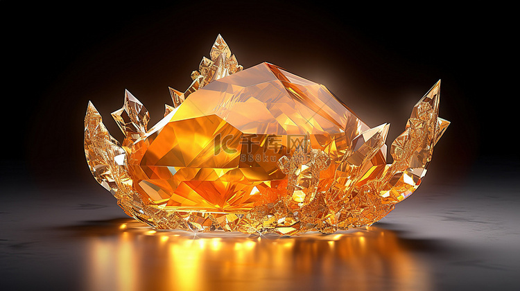 黄水晶公主宝石的 3d 渲染