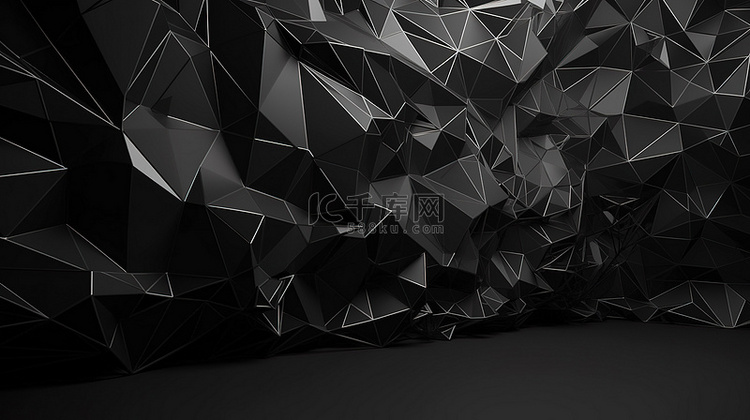 3d 渲染中的抽象黑色多边形网
