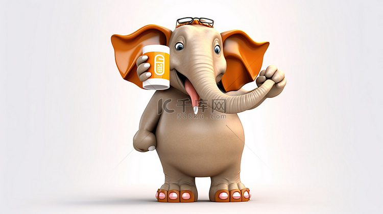 具有 3D 效果的动画大象享受