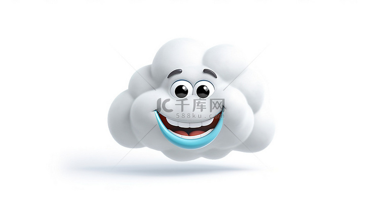 可爱的 3D 卡通云表情符号在