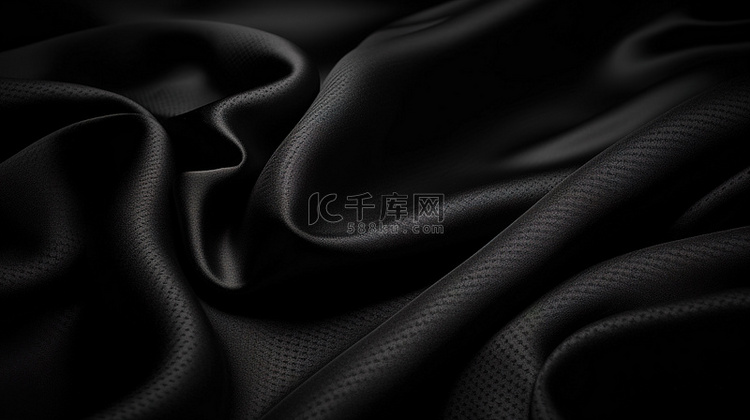 黑色织物纹理 3d 渲染透视