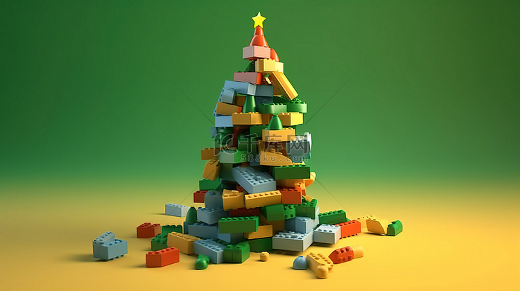用乐高®积木建造的圣诞树的逼真
