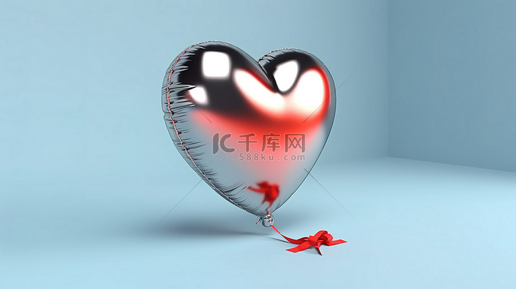 3D 渲染心形铝箔气球完美的情