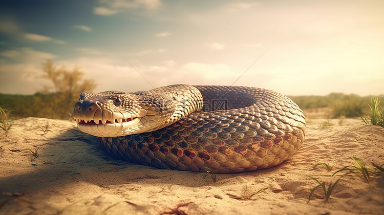 3d 渲染的巨蛇