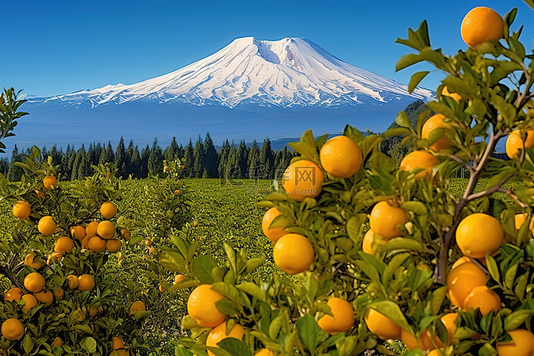 柠檬树和富士山的背景 — 新西兰