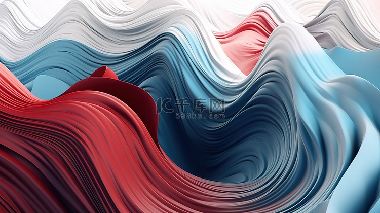 3D 渲染中的抽象波浪效果壁纸