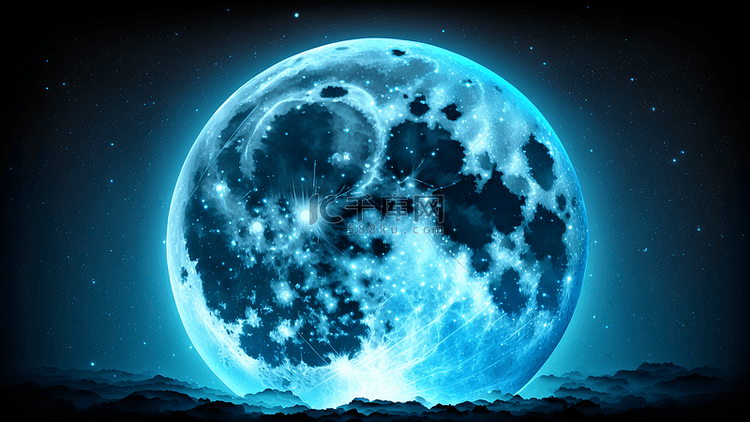 月亮蓝色梦幻唯美背景