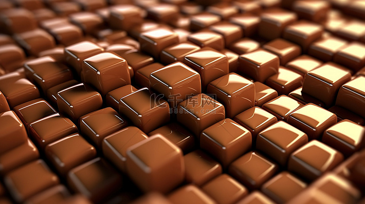 带有红糖涂层的方形巧克力糖的 