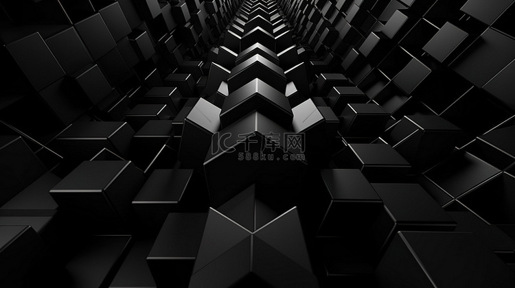 3d 渲染中的抽象黑色几何背景