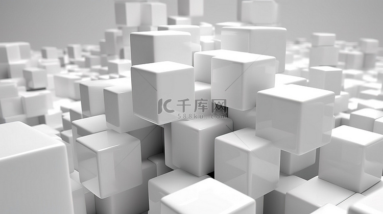 3d 渲染的白色抽象立方体