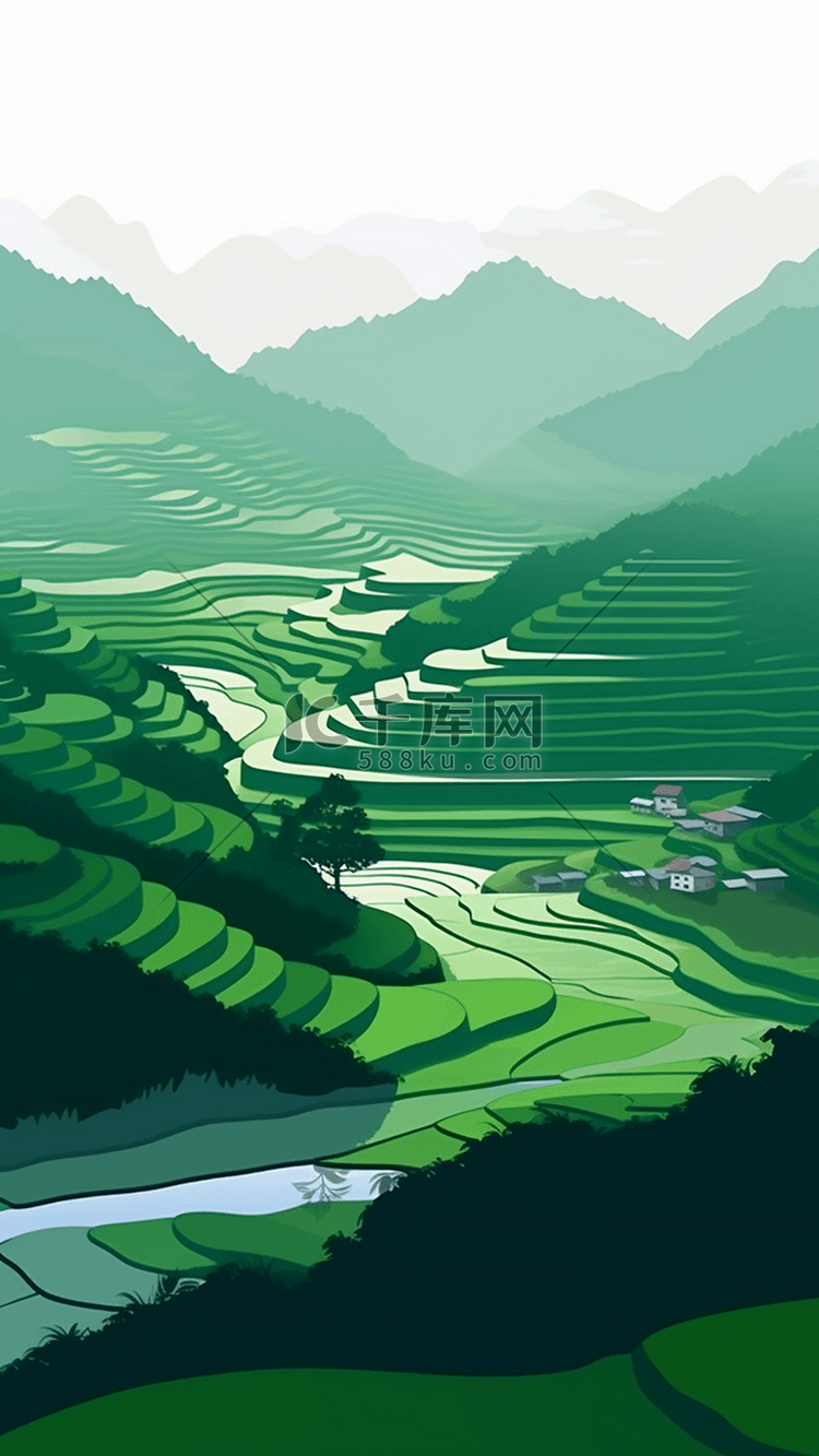 清明梯田背景