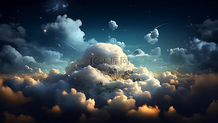 天空梦幻星云片状云夜景