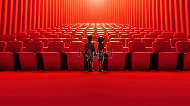 电影之夜概念红地毯电影院座位与